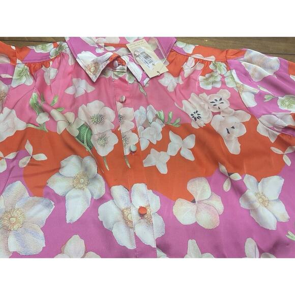 Hutch Kodie Top Women's Size Large Mixed Bouquet Floral Button Down Blouse NWT - Picture 4 of 14